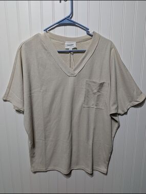 ANDREE BY UNIT Beige V-Neck Short Sleeve Shirt